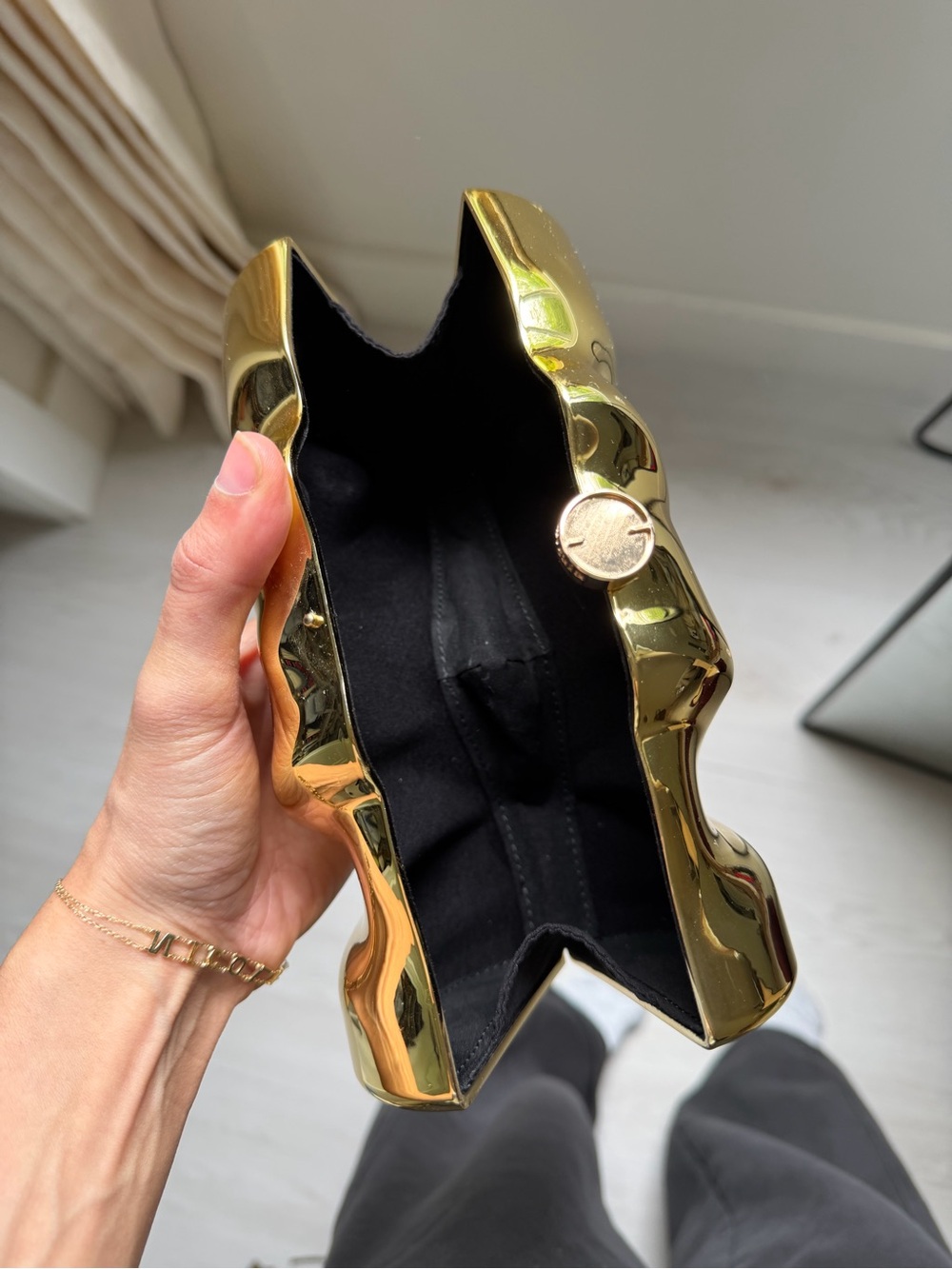 Cult Gaia Gold Sculptural Clutch - Shiny Metallic Statement Bag - Picture 3 of 3